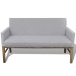 vidaXL Banchetă cu perne căptușite, textil, lemn de hevea, gri deschis vidaXL Banchetă cu perne căptușite, textil, lemn de hevea, gri deschis