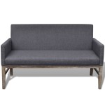 vidaXL Bancă cu perne căptușite, textil, lemn de hevea, gri închis