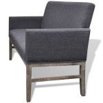 vidaXL Bancă cu perne căptușite, textil, lemn de hevea, gri închis