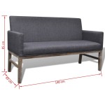 vidaXL Bancă cu perne căptușite, textil, lemn de hevea, gri închis