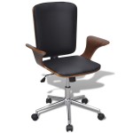 vidaXL Scaun de birou rotativ tapițerie piele ecologică și lemn curbat vidaXL Scaun de birou rotativ tapițerie piele ecologică și lemn curbat