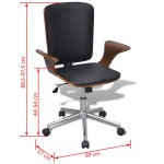 vidaXL Scaun de birou rotativ tapițerie piele ecologică și lemn curbat vidaXL Scaun de birou rotativ tapițerie piele ecologică și lemn curbat