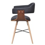 vidaXL Scaune de bucătărie, 2 buc, gri închis, lemn curbat și textil vidaXL Scaune de bucătărie, 2 buc, gri închis, lemn curbat și textil