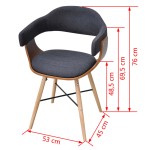 vidaXL Scaune de bucătărie, 2 buc, gri închis, lemn curbat și textil vidaXL Scaune de bucătărie, 2 buc, gri închis, lemn curbat și textil