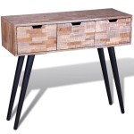 vidaXL Masă consolă cu 3 sertare, lemn de tec reciclat vidaXL Masă consolă cu 3 sertare, lemn de tec reciclat