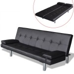 vidaXL Canapea extensibilă 2 perne, piele artificială, reglabilă negru vidaXL Canapea extensibilă 2 perne, piele artificială, reglabilă negru