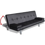 vidaXL Canapea extensibilă 2 perne, piele artificială, reglabilă negru vidaXL Canapea extensibilă 2 perne, piele artificială, reglabilă negru