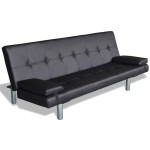 vidaXL Canapea extensibilă 2 perne, piele artificială, reglabilă negru vidaXL Canapea extensibilă 2 perne, piele artificială, reglabilă negru