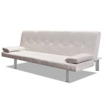 vidaXL Canapea extensibilă 2 perne, piele artificială, reglabil, crem vidaXL Canapea extensibilă 2 perne, piele artificială, reglabil, crem