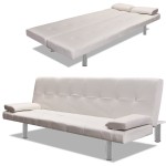 vidaXL Canapea extensibilă 2 perne, piele artificială, reglabil, crem vidaXL Canapea extensibilă 2 perne, piele artificială, reglabil, crem