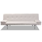vidaXL Canapea extensibilă 2 perne, piele artificială, reglabil, crem vidaXL Canapea extensibilă 2 perne, piele artificială, reglabil, crem