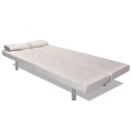 vidaXL Canapea extensibilă 2 perne, piele artificială, reglabil, crem vidaXL Canapea extensibilă 2 perne, piele artificială, reglabil, crem