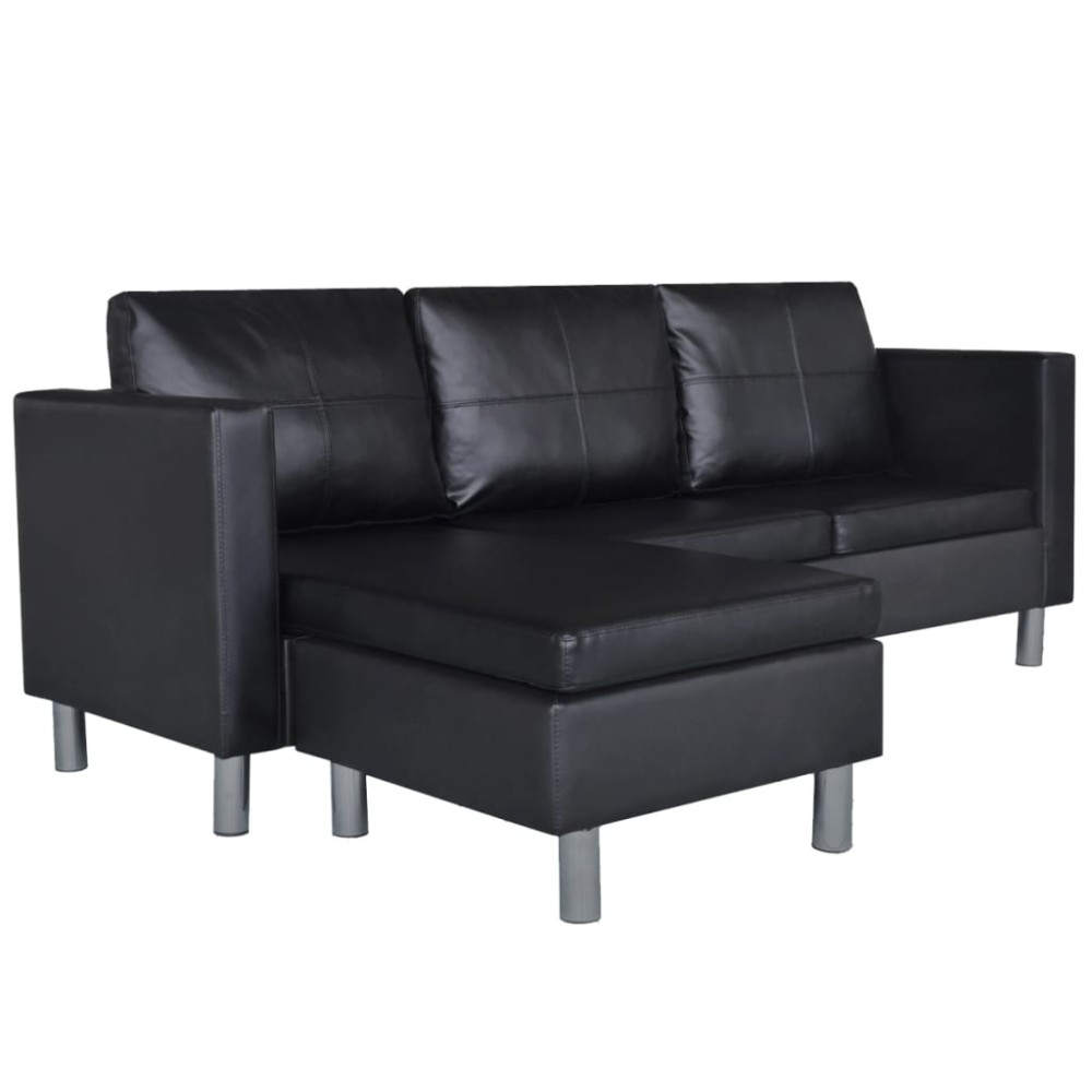 vidaXL Canapea modulară cu 3 locuri, piele artificială, negru