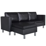 vidaXL Canapea modulară cu 3 locuri, piele artificială, negru vidaXL Canapea modulară cu 3 locuri, piele artificială, negru