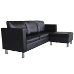 vidaXL Canapea modulară cu 3 locuri, piele artificială, negru vidaXL Canapea modulară cu 3 locuri, piele artificială, negru