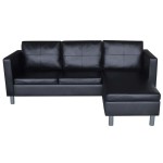 vidaXL Canapea modulară cu 3 locuri, piele artificială, negru vidaXL Canapea modulară cu 3 locuri, piele artificială, negru