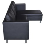 vidaXL Canapea modulară cu 3 locuri, piele artificială, negru vidaXL Canapea modulară cu 3 locuri, piele artificială, negru