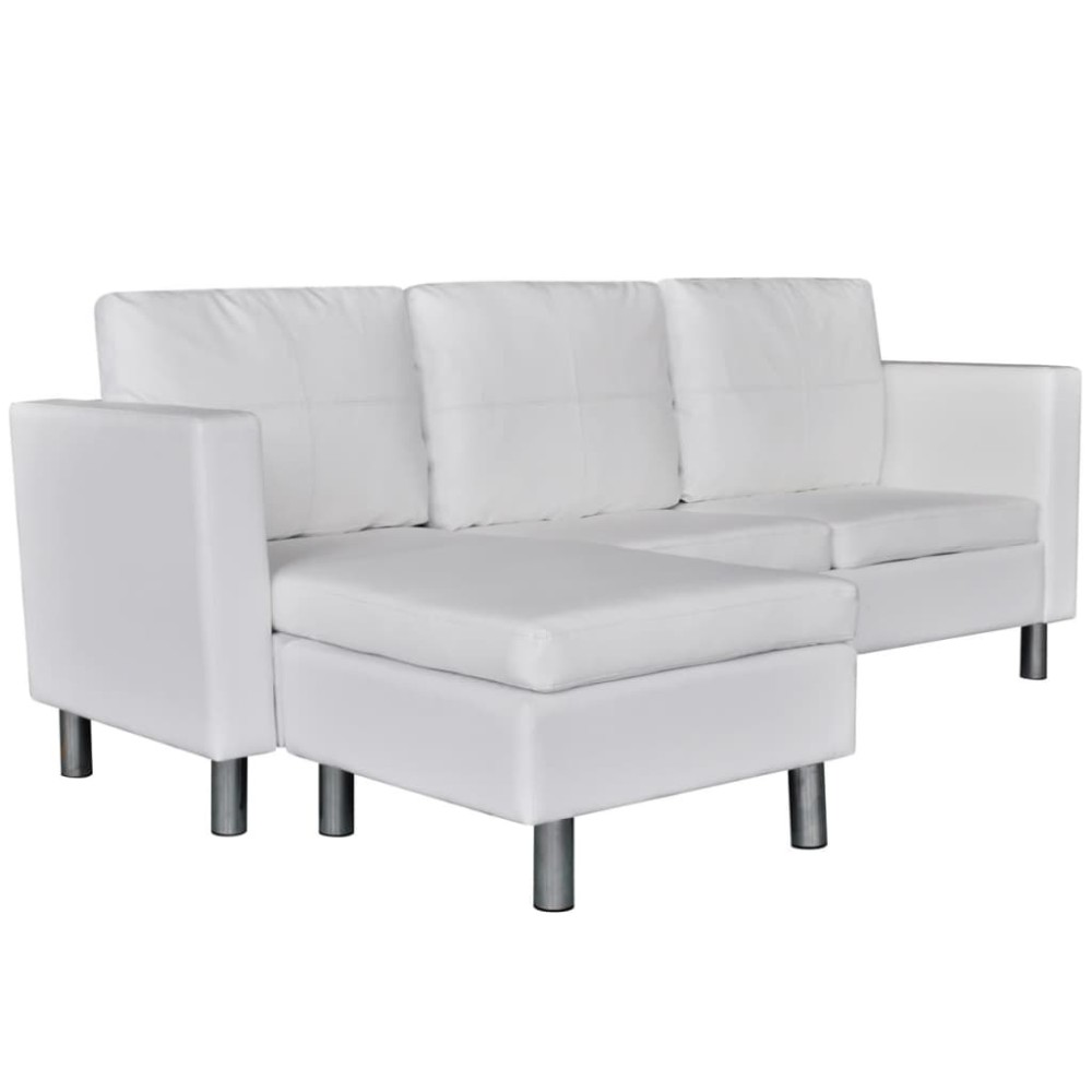 vidaXL Canapea modulară cu 3 locuri, piele artificială, alb