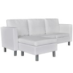 vidaXL Canapea modulară cu 3 locuri, piele artificială, alb vidaXL Canapea modulară cu 3 locuri, piele artificială, alb