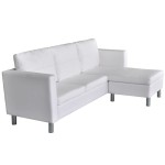 vidaXL Canapea modulară cu 3 locuri, piele artificială, alb vidaXL Canapea modulară cu 3 locuri, piele artificială, alb