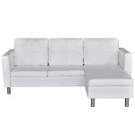 vidaXL Canapea modulară cu 3 locuri, piele artificială, alb vidaXL Canapea modulară cu 3 locuri, piele artificială, alb