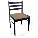 vidaXL Scaune de bucătărie, 4 buc., maro, lemn masiv hevea & catifea