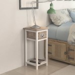 vidaXL Noptieră cu 1 sertar, maro și alb vidaXL Noptieră cu 1 sertar, maro și alb