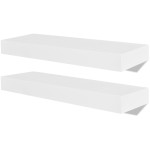 Raft suspendat de perete pentru depozitare cărți/DVD, 2 buc, alb, MDF Raft suspendat de perete pentru depozitare cărți/DVD, 2 buc, alb, MDF