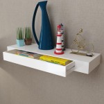Raft de perete suspendat, 1 sertar, depozitare cărți/DVD, alb, MDF Raft de perete suspendat, 1 sertar, depozitare cărți/DVD, alb, MDF