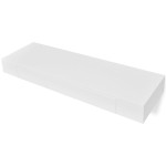 Raft de perete suspendat, 1 sertar, depozitare cărți/DVD, alb, MDF Raft de perete suspendat, 1 sertar, depozitare cărți/DVD, alb, MDF