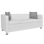vidaXL Canapea cu 3 locuri, alb, piele artificială vidaXL Canapea cu 3 locuri, alb, piele artificială