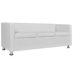 vidaXL Canapea cu 3 locuri, alb, piele artificială vidaXL Canapea cu 3 locuri, alb, piele artificială