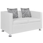 vidaXL Canapea cu 2 locuri, alb, piele artificială vidaXL Canapea cu 2 locuri, alb, piele artificială