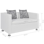 vidaXL Canapea cu 2 locuri, alb, piele artificială vidaXL Canapea cu 2 locuri, alb, piele artificială