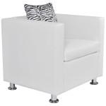 vidaXL Fotoliu, alb, piele artificială vidaXL Fotoliu, alb, piele artificială