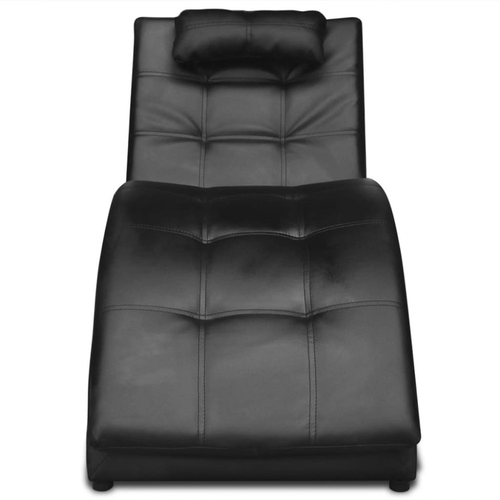 vidaXL Șezlong cu pernă, negru, piele ecologică