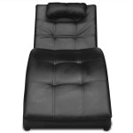 vidaXL Șezlong cu pernă, negru, piele ecologică vidaXL Șezlong cu pernă, negru, piele ecologică