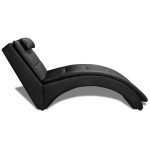 vidaXL Șezlong cu pernă, negru, piele ecologică vidaXL Șezlong cu pernă, negru, piele ecologică