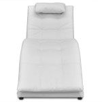 vidaXL Șezlong cu pernă, alb, piele ecologică vidaXL Șezlong cu pernă, alb, piele ecologică