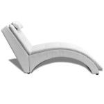 vidaXL Șezlong cu pernă, alb, piele ecologică vidaXL Șezlong cu pernă, alb, piele ecologică