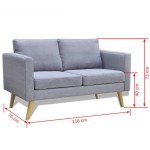 vidaXL Canapea cu 2 locuri, material textil, gri deschis