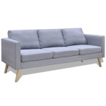 vidaXL Canapea cu 3 locuri, material textil, gri deschis vidaXL Canapea cu 3 locuri, material textil, gri deschis