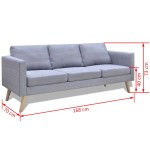 vidaXL Canapea cu 3 locuri, material textil, gri deschis vidaXL Canapea cu 3 locuri, material textil, gri deschis
