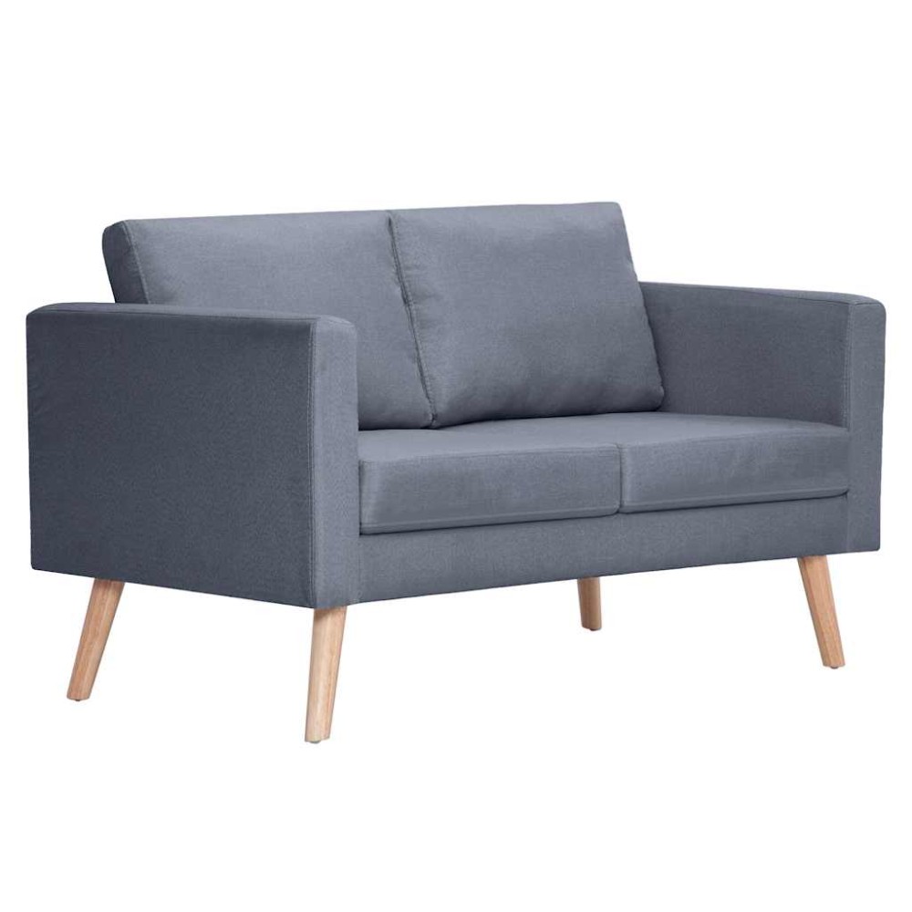 vidaXL Canapea cu 2 locuri, material textil, gri închis