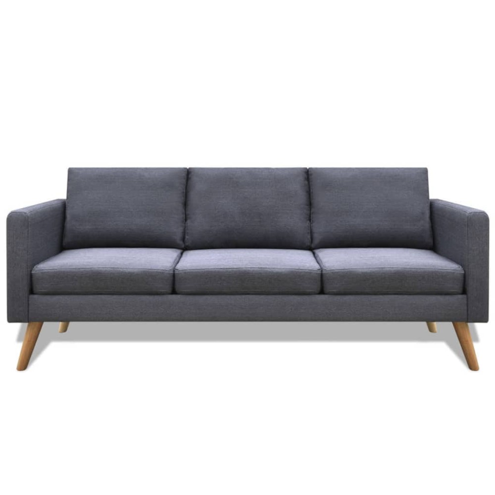 vidaXL Canapea cu 3 locuri, material textil, gri închis