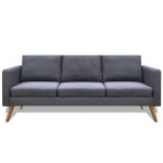 vidaXL Canapea cu 3 locuri, material textil, gri închis