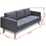 vidaXL Canapea cu 3 locuri, material textil, gri închis