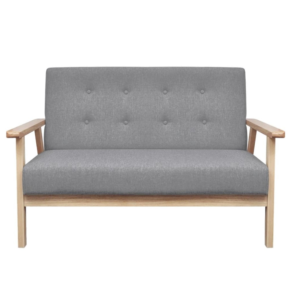 vidaXL Canapea cu 2 locuri, gri deschis, material textil