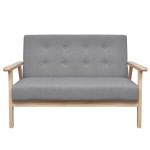 vidaXL Canapea cu 2 locuri, gri deschis, material textil vidaXL Canapea cu 2 locuri, gri deschis, material textil