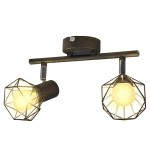 Aplice perete cadru sârmă, stil industrial, negru, 2 becuri LED Aplice perete cadru sârmă, stil industrial, negru, 2 becuri LED